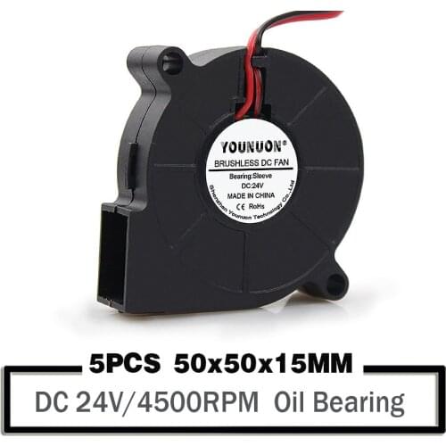 5PCS YOUNUON 50mmx15mm 5cm 5015 50mm 24V Computer Turbo Blower DC Cooling Fan