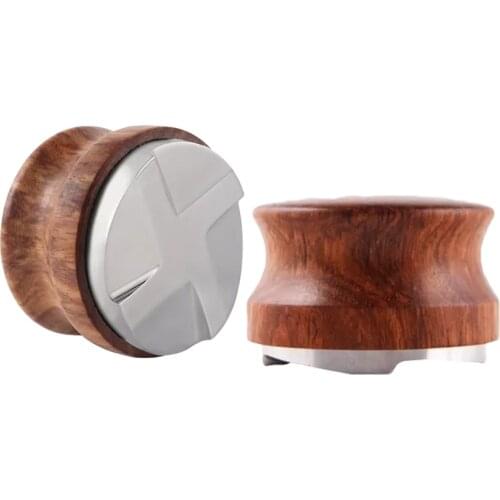 58.35MM Coffee Tamper Stainless Steel Espresso Distribution Tool Stainless Steel Base Yellow Rosewood Handle Barista Accessories