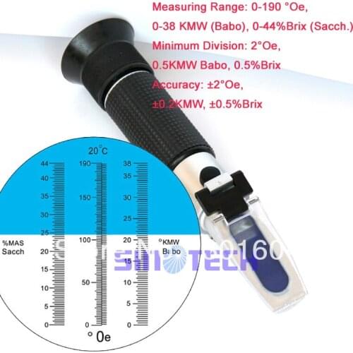 Free shipping RHB44-SATC Hand-held Wine Oe 0-190Oe, 0-38KMW Babo, 0-44%mas sacch Refractometer