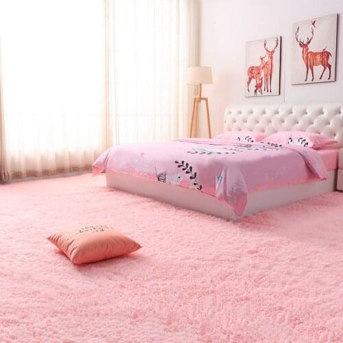 Large Pink Carpet Girls Bedroom Rugs Soft Shaggy Fluffy Lounge Rug Living Room Furry Mat Thick Tatami Wool Rug for Kids Playing