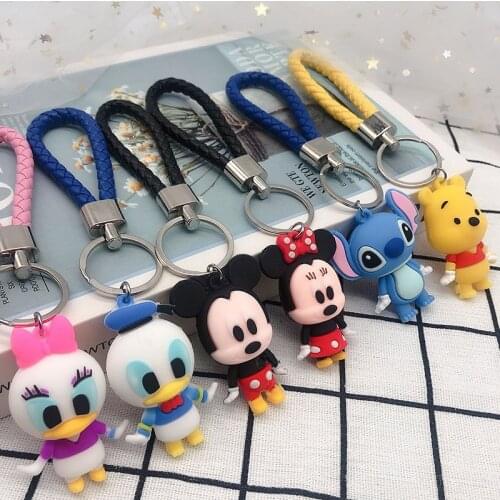 Disney Cute Cartoon Snow White Piglet Winnie the Pooh Figures Pendant For Car Bag Keyring Mickey Mouse Minnie Stitch Keychain