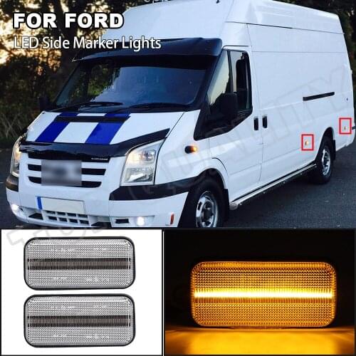 Canbus Amber LED Side Marker Lights Lamps Clear Lens For Ford Transit MK6 2000-2006 MK7 2006-2013 OE Standard Replacement Lamp