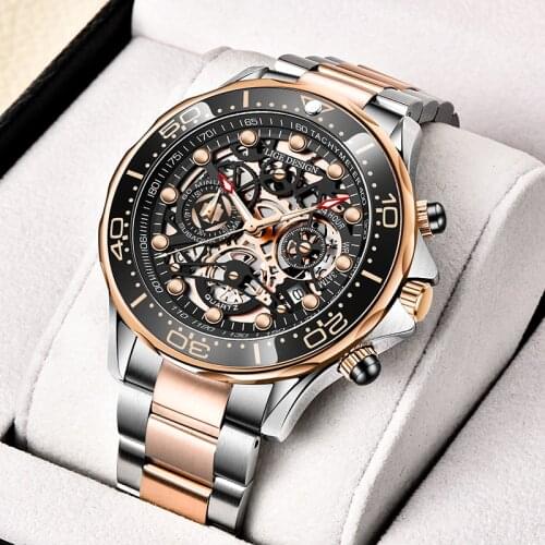 LIGEчасы New Top Luxury Brand Watch For Men Fashion Sport Quartz Watches Stainless Steel Casual Male Clock Relogio Masculino+Box