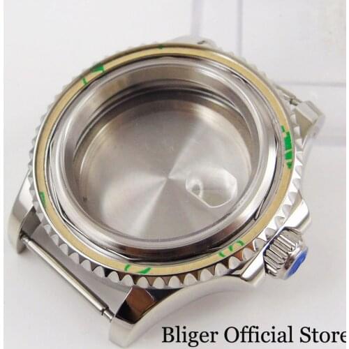 Stainless Steel 41mm Watch Case with Sapphire Glass Bidirectional Rotating Bezel Fit ETA 2836 MIYOTA Movement