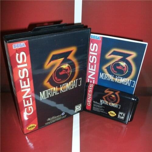Mortal Kombat 3 US Cover with box and manual For Sega Megadrive Genesis Video Game Console 16 bit MD card