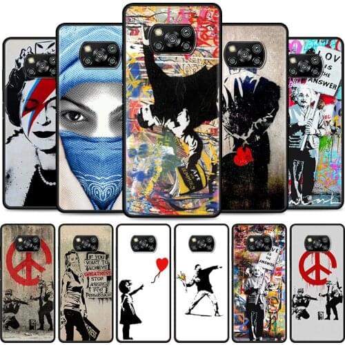 Street Banksy Graffiti Cell Phone Case for XiaoMi Poco X3 NFC M3 F1 F3 Mi 10T 9T Note 10 10T Pro A2 Lite 5G 11 9 SE CC9 Cover