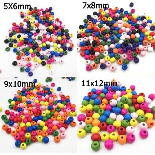 30-200Pcs/Pack 6-16mm Assorted Mixed COLORFUL Wooden Round Bead Loose Spacer For Charm Bracelet Wholesale