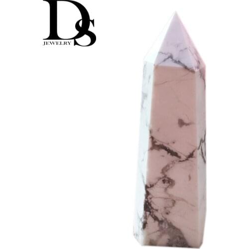 DS 5pcs Natural White Turquoise Wand Point Quartz Crystal Wand Point Healing Hexagonal Magic Point Wand Gifts