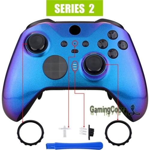Chameleon Purple Blue Glossy Faceplate Front Housing Shell Replacement Kit for Xbox One Elite Series 2 Controller Model 1797