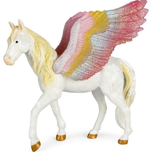 14*4*10.5cm simulation animal model mythology legend god horse rainbow unicorn god beast Pegasus decorative toy ornaments