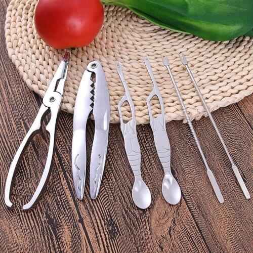 Stainless steel crab eating tool crab pin kitchen peeling crab clamp hairy crab clamp kitchen six sets