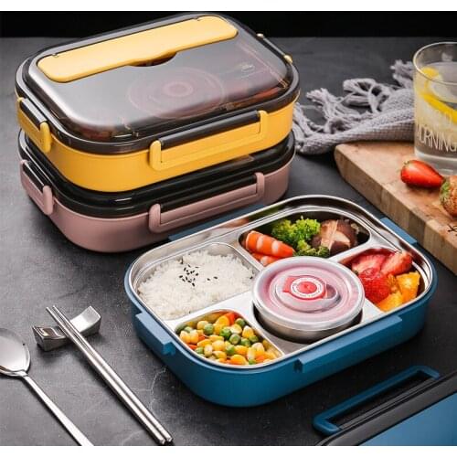 304 Stainless Steel Partitioned Lunch Box Water-Filled Hot Meals Portable Food Container Food Grade Microwave Tableware