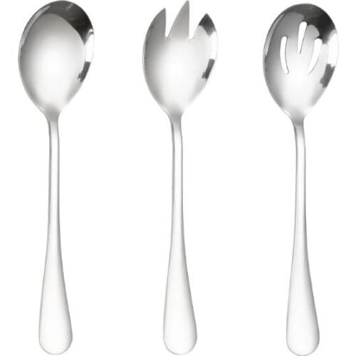 Stainless Steel Salad Spoons Spoon Fork Set Cutlery Tableware Dessert Spoon Fork Western Food Tableware Kitchen Accessories