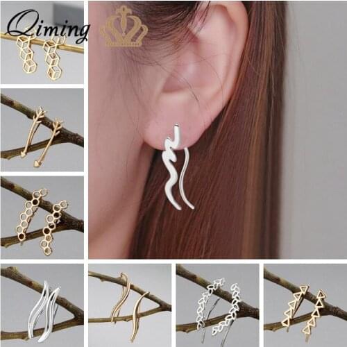 QIMING Simple Minimalist Earrings For Women Ladies Geometric Charm Gold Long Earrings Female Ethnic Fashion Jewelry Earring Gift