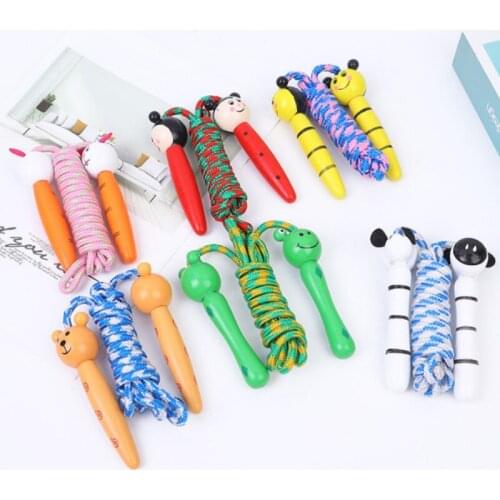 Lovely Cartoon Kids Jump Ropes Wood Handle Sport Bodybuilding Fitness Skipping Ropes Wood Handle