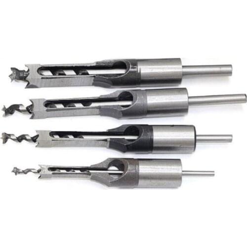 Woodworker Square Hole Drill Bits Woodworking Mortiser Square Drill Bits Steel Hardness Sharp Durable Mortising Chisel