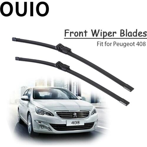 OUIO 1Set Rubber Car Front Wiper Blade Kit High Quality Auto For Peugeot 408 2011 2012 2013 2014 Original replace Accessories