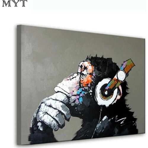 Hand painted oil painting on the canvas gorilla animal decoration wall art living room decoration picture unframed
