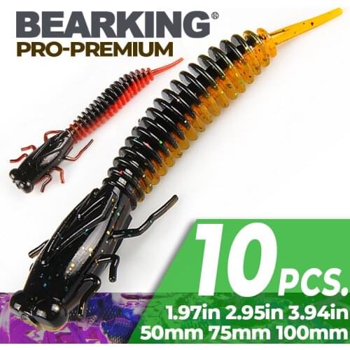 BEARKING Larva Fishing Lures 50mm 75mm 100mm Artificial Baits Wobblers Soft Lures Shad Carp Silicone Fishing Soft Baits Tackle