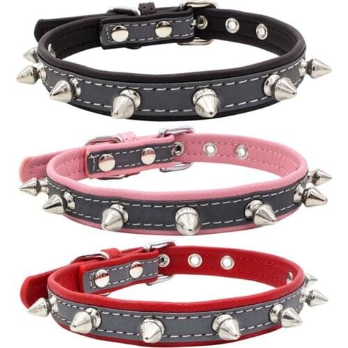 Spiked Studded Small Large Cat Collar Rivet Accessory Hond Neck Strap For Kitten Necklace Leather PU Pitbull BullCat Pet