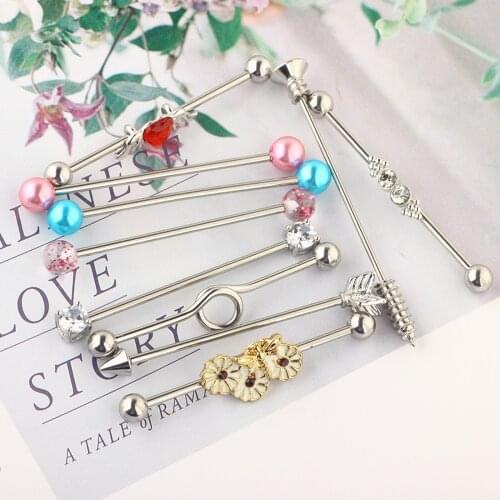 Scaffold Barbell Silver Industrial Ear Jewelry Earrings for Women Men