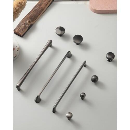 Modern Carpathian Gray Brushed Cabinet Knob Kitchen Door Handles Cupboard Door Handle Appliance Pull for Furniture Hardware