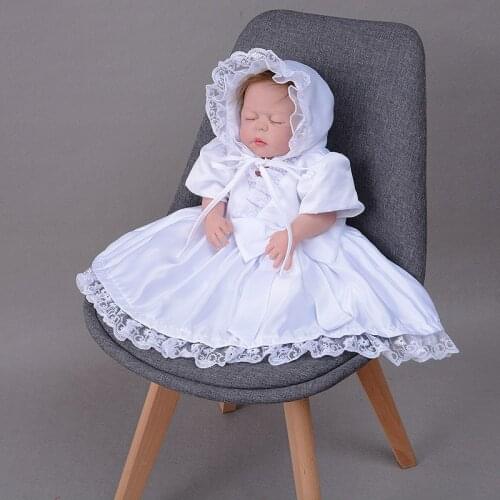 Ivory Lace Baptism Dress for Baby Girl Bowknot Princess Christening Gown V-Neck Birthday Party Outfits Robe for Infant Newborn