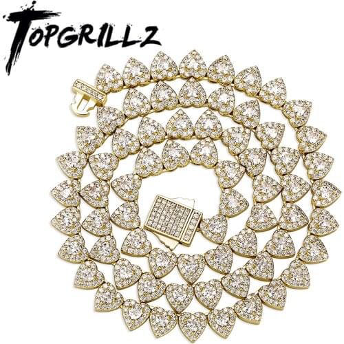 TOPGRILLZ 2021 New Heart Tennis Necklace Set Iced Cubic Zirconia 7mm Necklace For Women Choker Hip Hop Fashion Jewelry For Gift