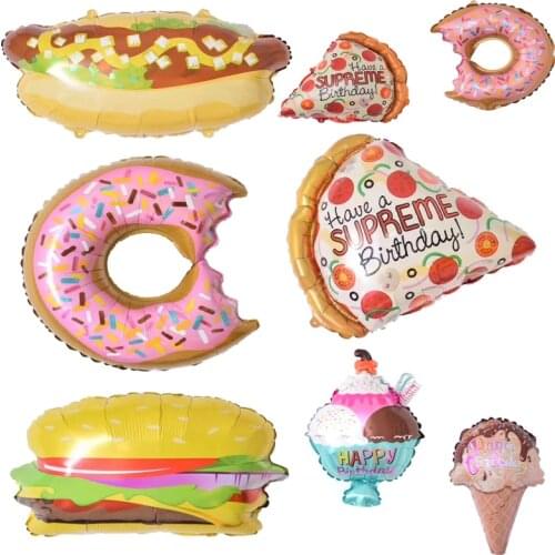 1pcs Pizza Ice cream Burger Donut Foil Balloon Inflatable Ballon Wedding Decor Kid Birthday Favor Barbecue Air Balloons Supplies