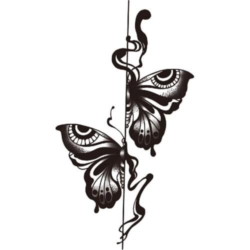 Temporary Tattoo Stickers Black Butterfly Tentacles Line Totem Design Fake Tattoos Waterproof Tatoos Arm Large Size for Women