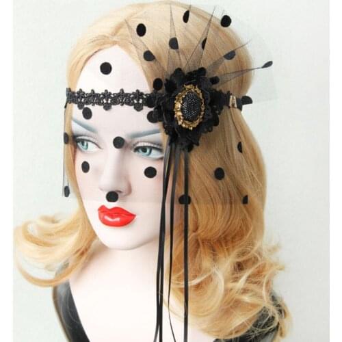 Fine Quality Mysterious Black Dots Veil Party Mask for Girls