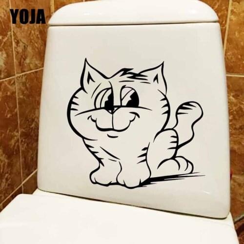 YOJA 24.3X23.4CM Wall Stickers Toilet Seat Decal Cute Cat Animal Pets Decor For Nursery T5-0139