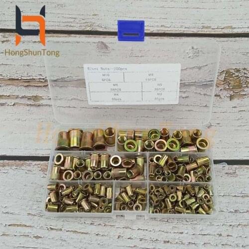 200pcs Rivet Nuts Threaded M3/M4/M5/M6/M8/M10 Rivnuts zinc plated Countersunk Head Rivet Insert Nut Flat head Nutsert Cap Nuts