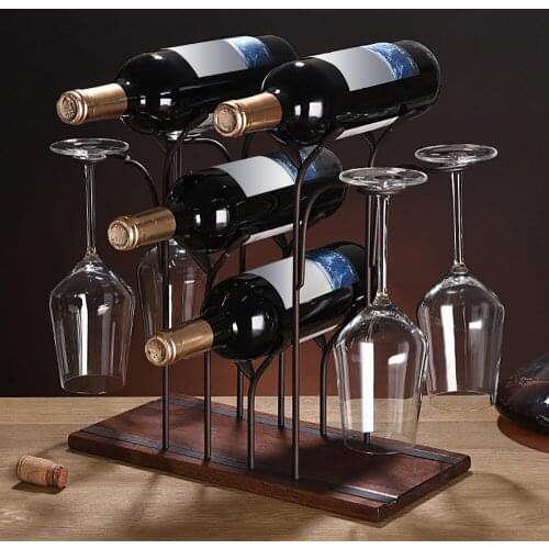 Iron Wire forest Leaf Wine Rack Stand Hanging Drinking Glasses Stemware Rack Shelf Wine Bottle & Glass Cup Holder Display