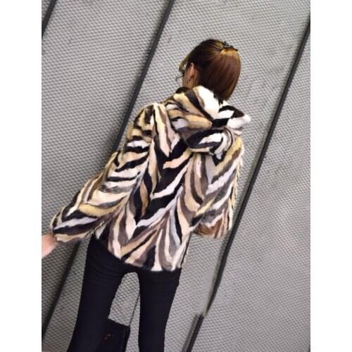 New luxury genuine real natural mink fur coat with hood womens fashion multi-color warm winter waistcoats custom any size