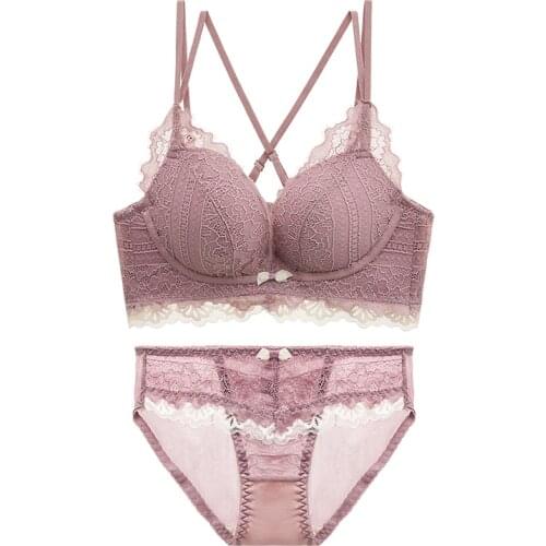 Lingerie For Young Ladies Sexy Lace Underwear For Woman Bra Brief Sets Bralette Woman Active Bra Push Up Wire Free Female Bras