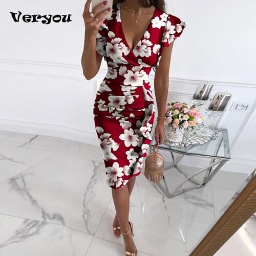 Fashion Sexy V Neck Draped Party Dress Vintage Ruffle Sleeve Office Lady Slim Dresses Elegant Gradient Print Bodycon Women Dress