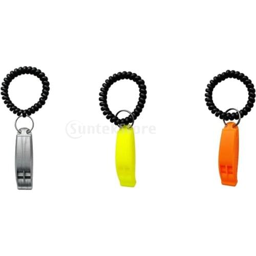 1 Piece Scuba Safety Whistle Outdoor Whistle with Black Wrist Coil for Outdoor Sports
