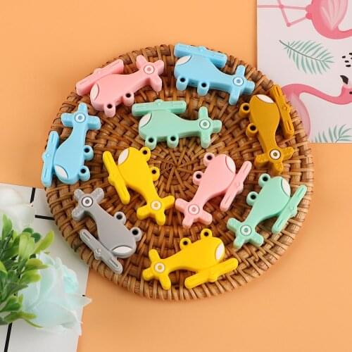 Kovict 10Pcs Cartoon Aircraft Shape Silicone Beads Baby Molar Teether Bead DIY Pacifier Chain Jewelry Accessories