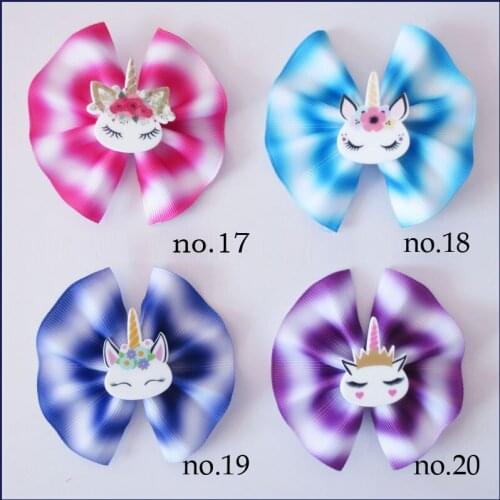 100 BLESSING Girl 3" Fan Hair Bow Clip Colorful Unicorn Accessories Wholesale