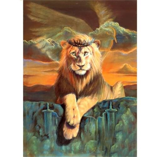 100% Full Square Round 5D Diy Diamond Embroidery Lion of Jesus Rhinestone Pictures Diamond Painting Cross Stitch KitsZP-4638