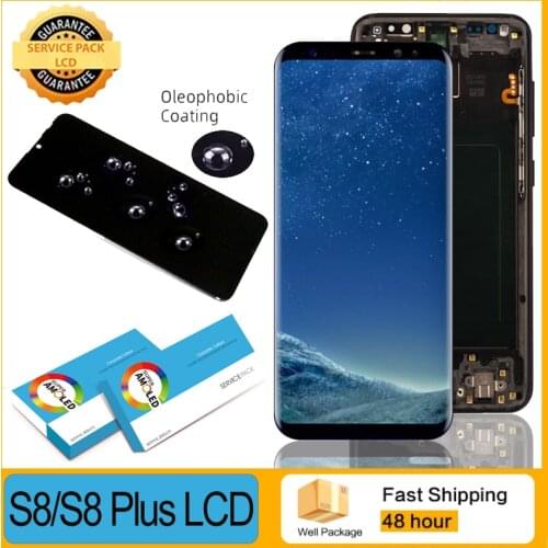 100% Original Amoled LCD + frame for SAMSUNG Galaxy S8 Display G950 G950F Display S8 Plus G955 G955F Touch Screen Repair Parts