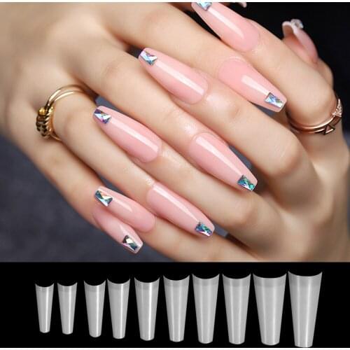 TP False Nail Art Tips 500pcs bag 10 Size Natural Transparent French Coffin Tips Acrylic UV Gel Fake Nail Manicure Extend Nail