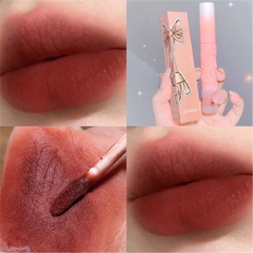 8 Colors Velvet Matte Lip Glaze Waterproof Lasting Sexy Red Lip Tint Retro Butterfly Carved Beauty Cosmetics TSLM1