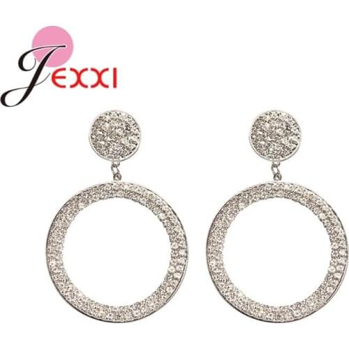 925 Sterling Silver Crystal Statement Stud Earrings For Women Girls Wedding Fashion Jewelry Valentines Day Gift Wholesale