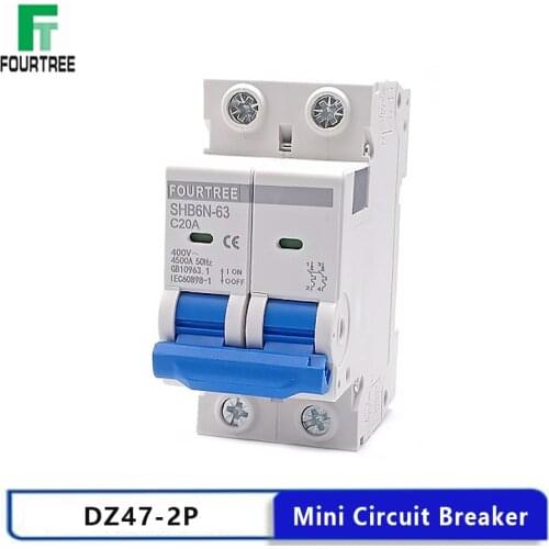 2P 230V~ CType Mini Circuit Breaker Miniature Household Air Switch Capacity 4.5KA Mounting 36mm Din Rail Laser Printing