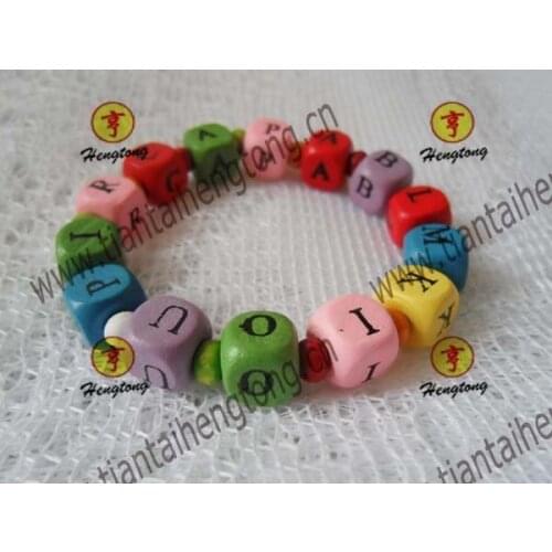 Free shipping 10pcs/pack unisex square bead bracelet/ letter bead bracelet special offer