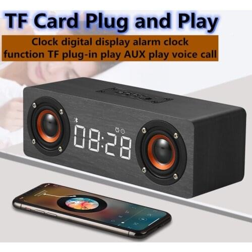 Home Theater Wireless Bluetooth Speaker Wooden Portable Column Subwoofer With Alarm Clock FM Radio TV Speakers Soundbar AUX TF