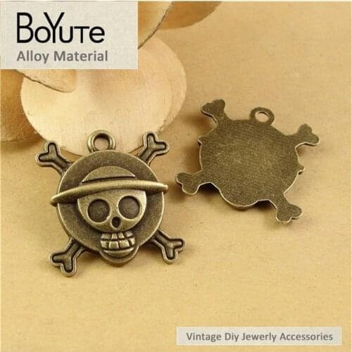 BoYuTe (40 Pieces/Lot) 29*27MM Vintage Korea Accessories Parts Wholesale Antique Bronze Skull Pendants for Jewelry Findings