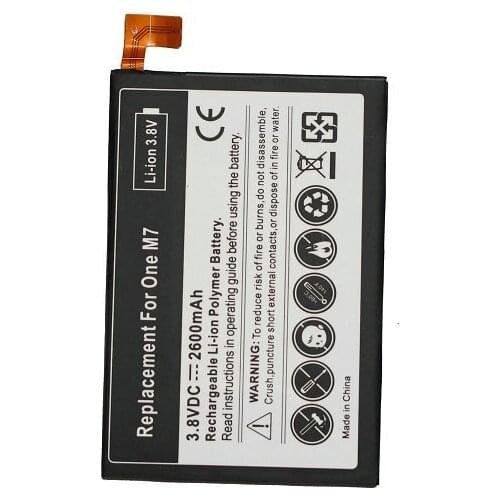 Ciszean 5pcs/lot 2600mAh Replacement Li-Polymer Battery For HTC One M7 801E 801S 801N 802D 802W 802T BN07100 HTL22 One J